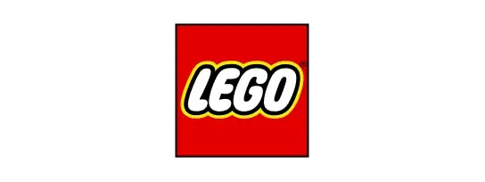 Lego logo, a red square with the brand name 'LEGO' in white letters.